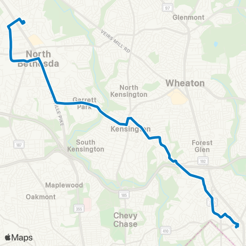 Ride On Silver Spring-Twinbrook Station map