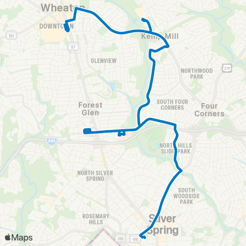 Ride On Silver Spring-Wheaton map