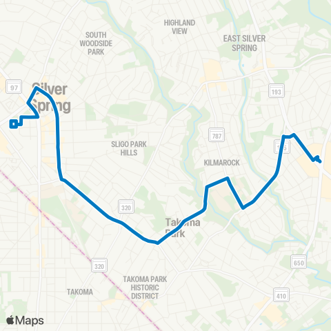 Ride On Silver Spring-Takoma Langley map