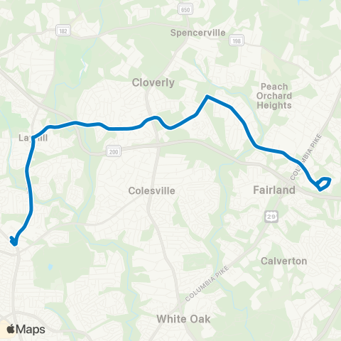 Ride On Glenmont-Briggs Chaney P&R map