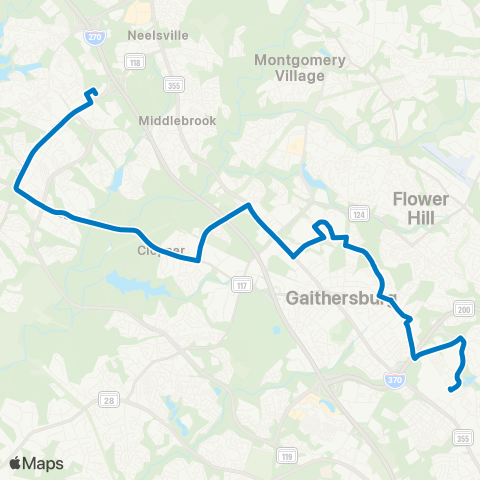 Ride On Shady Grove-Germantown Transit map