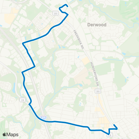 Ride On Rockville-Shady Grove map