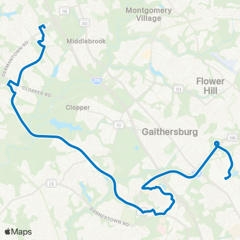 Ride On Shady Grove-Germantown Transit map