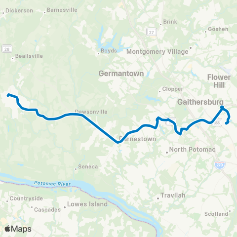 Ride On Shady Grove-Poolesville map