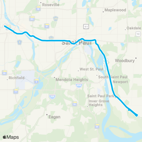 Metro Transit Express-Cottage Grove-St Paul-Mpls map