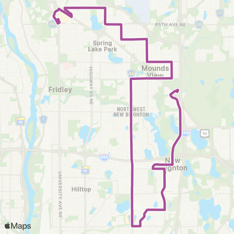 Metro Transit Northtown - Silver Lake-Old Hwy 8 map