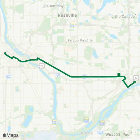 Metro Transit Green Line Bus map