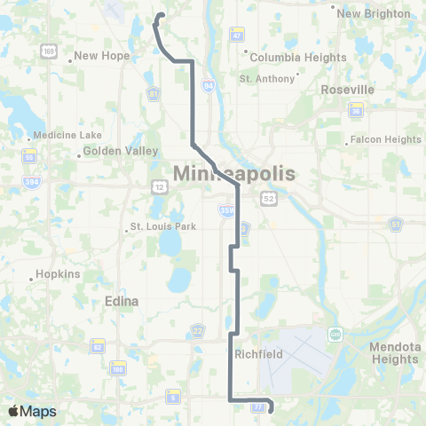 Metro Transit Metro D Line map
