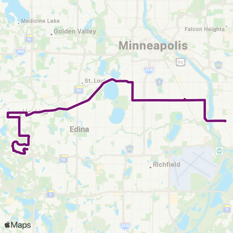 Metro Transit 38th St-Highland Village-Uptown-Hopkins-Opus map