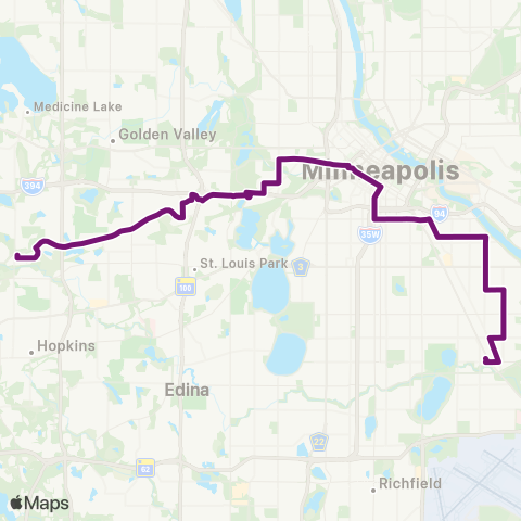 Metro Transit Glenwood-Wayzata Blvd-Cedar Lk Rd-36av S-46 St Sta map