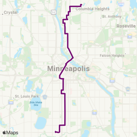 Metro Transit Columbia Heights-2nd St NE-4th Av S map