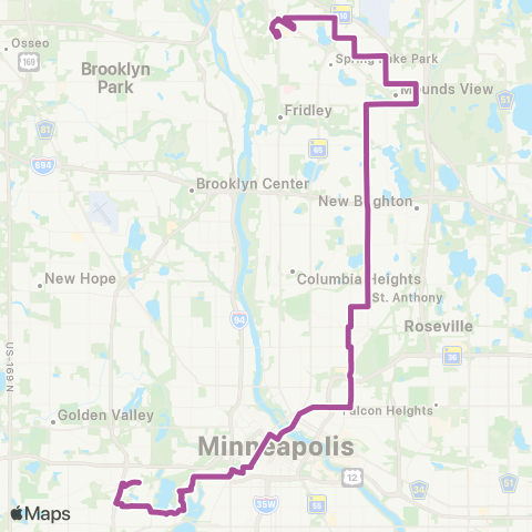 Metro Transit Northtown - Co Rd H P&R - Stinson - Lk of The Isles map