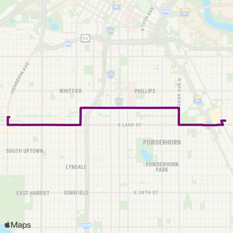 Metro Transit Uptown-26st-28st-Hiawatha-Lake map