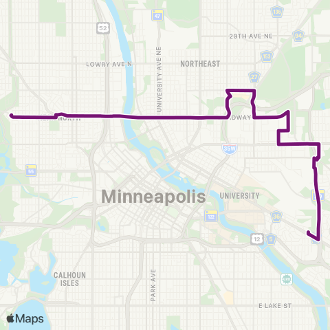 Metro Transit Broadway Crosstown-Westgate Station map
