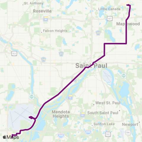 Metro Transit Ltd Stop-W 7 St-Airport-MOA-Maplewood Mall map