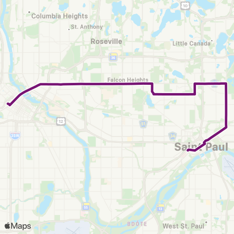 Metro Transit E Hennepin Av-Larpenteur Av-Arcade St map