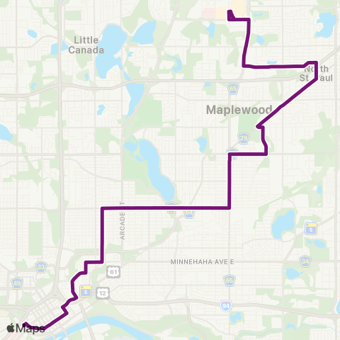 Metro Transit Payne-Maryland-White Bear Av-Maplewood Mall map