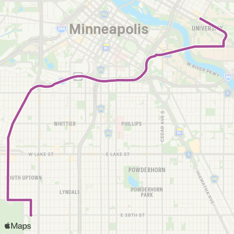 Metro Transit Ltd Stop-Uptown-U of M map