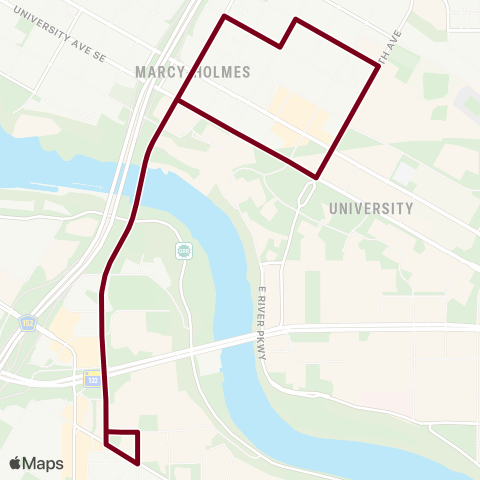 University of Minnesota Dinkytown Circulator map