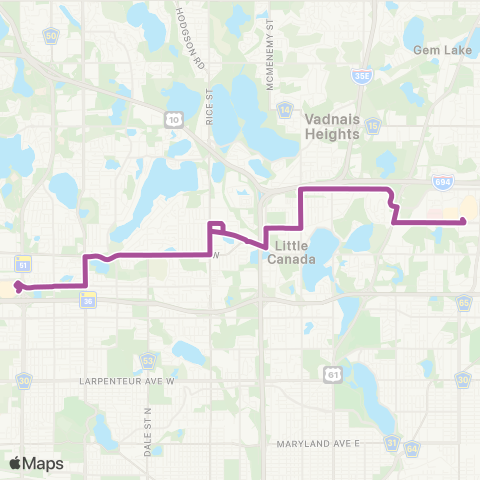 Metro Transit Rosedale-Little Canada-Maplewood map