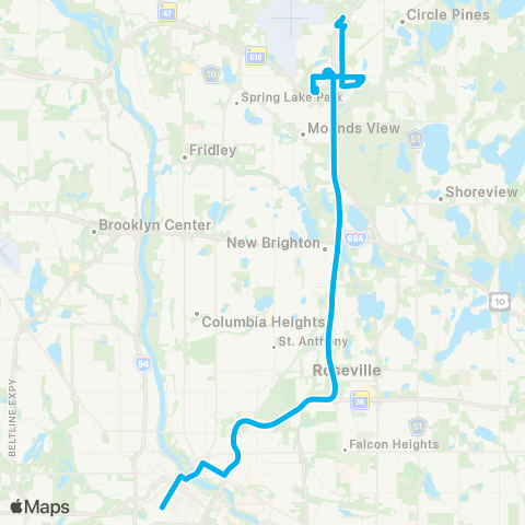 Metro Transit Express-Co Rd H P&R-95th Av P&R-Mpls map