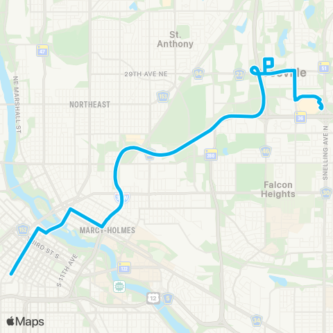 Metro Transit Express-Roseville-Co Rd C P & R-Mpls map