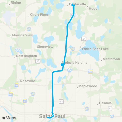 Metro Transit Express-Co Rd 14 P&R-Co Rd E P&R-St Paul map