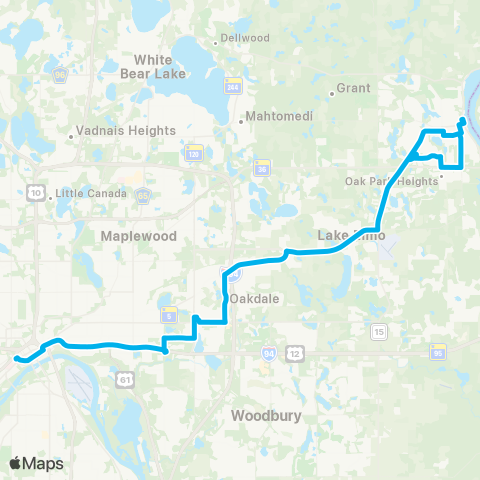 Metro Transit Express-Oakdale-Stillwater-St Paul map