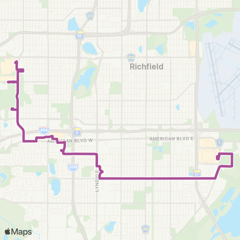 Metro Transit Southdale-York Av-Southtown-86th St-MOA map
