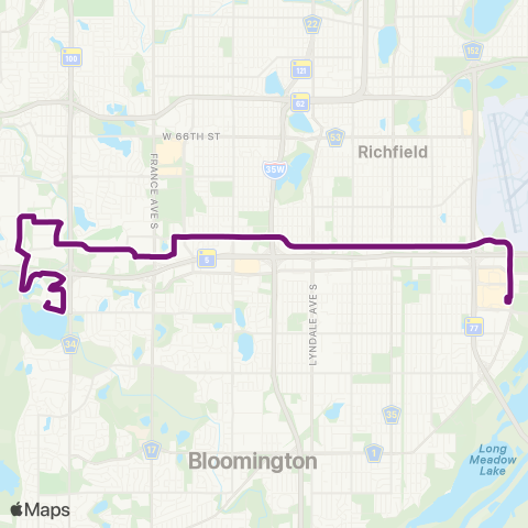Metro Transit Edina-Richfield-77th St-MOA map