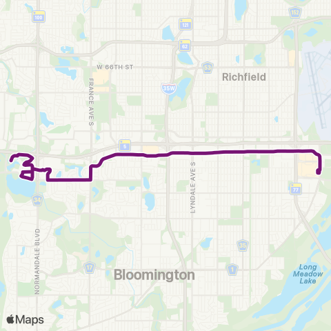 Metro Transit Normandale Lake-American Blvd-MOA map