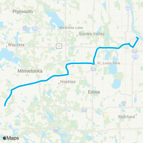 Metro Transit Express-Minnetonka-St Louis Park-Mpls map
