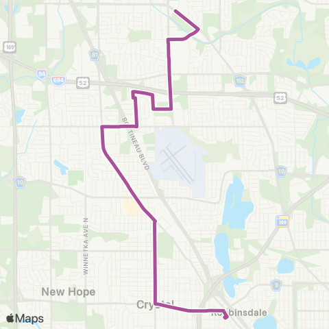 Metro Transit Zane Av-63rd Av-Crystal-Robbinsdale map