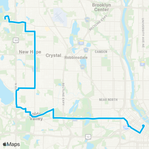 Metro Transit Ltd Stop-Hwy 55-Golden Val Rd-Winnetka Av map
