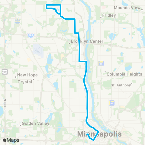 Metro Transit Exp-85th Av-Brookdale Dr-Humboldt-Dupont-Mpls map