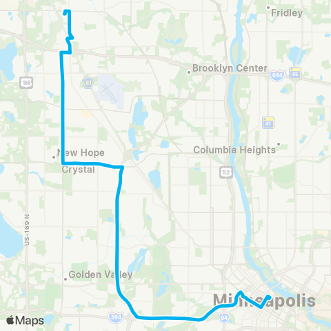 Metro Transit Express-Winnetka Av-42nd Av-Mpls map