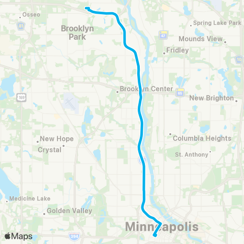 Metro Transit Express-Noble P&R-Mpls map
