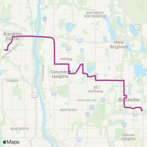 Metro Transit Brooklyn Ctr-Columbia Heights-Rosedale map