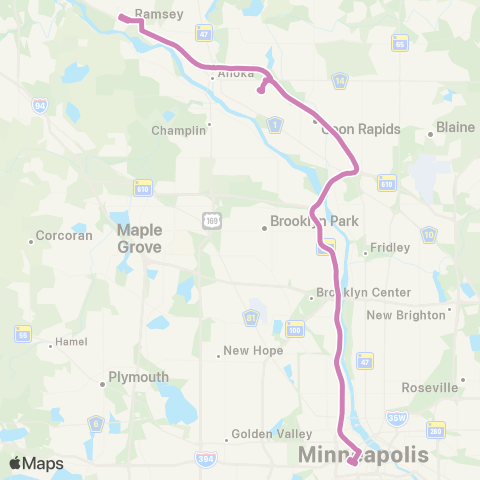 Metro Transit Elk River-Anoka-Mpls map