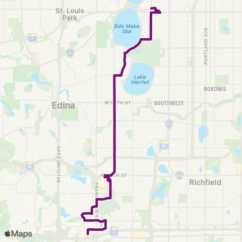 Metro Transit Uptown Transit Sta-via Xer - 78th and Johnson map