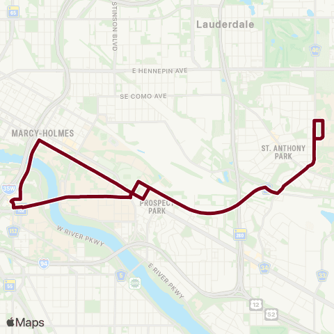 University of Minnesota U of M Express Campus Connector map