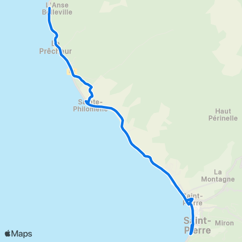 Martinique Transport - Zone Nord Prêcheur - Saint Pierre map