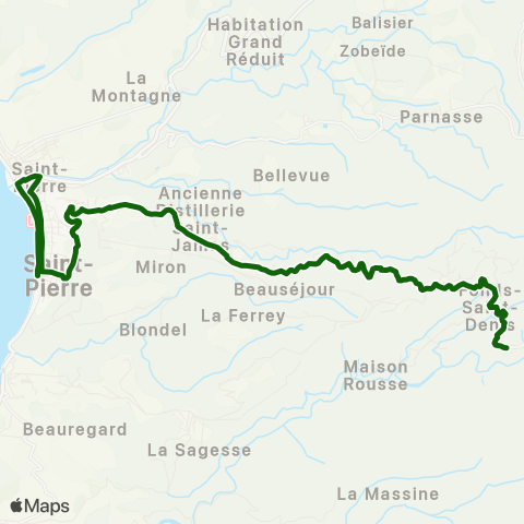 Martinique Transport - Zone Nord Fond Saint Denis - Saint Pierre map