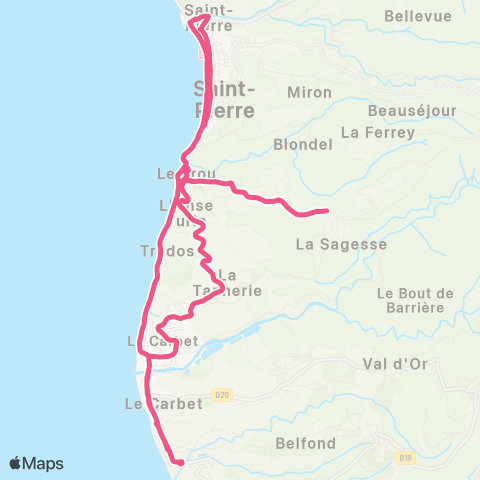 Martinique Transport - Zone Nord Gare St Pierre - Marouba - Monastere - Gare St Pierre map