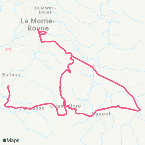 Martinique Transport - Zone Nord Église du Morne Rouge - Gare du Morne Rouge map