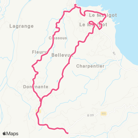 Martinique Transport - Zone Nord Marigot Boucle map
