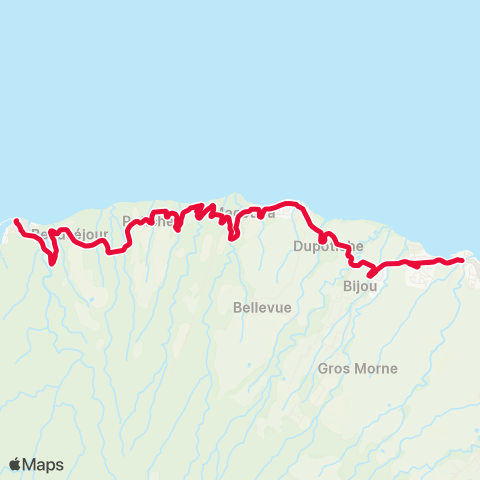 Martinique Transport - Zone Nord Grand Rivière - Basse Pointe map
