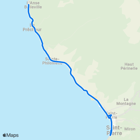 Martinique Transport - Zone Nord Prêcheur - Saint Pierre map