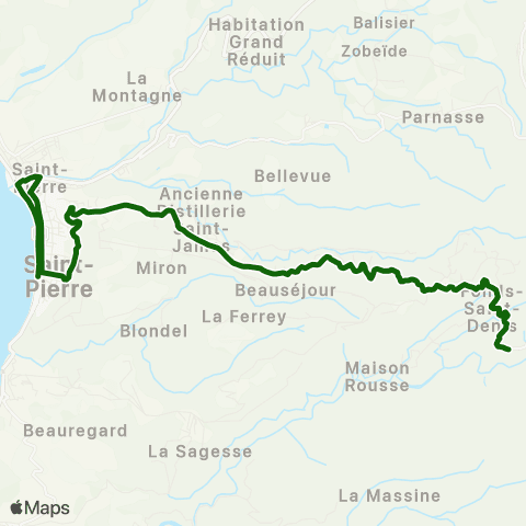 Martinique Transport - Zone Nord Fond Saint Denis - Saint Pierre map