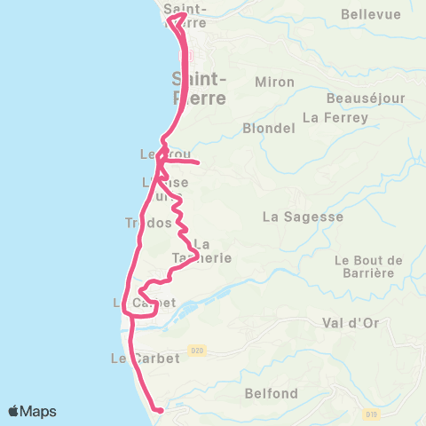 Martinique Transport - Zone Nord Gare St Pierre - Marouba - Monastere - Gare St Pierre map